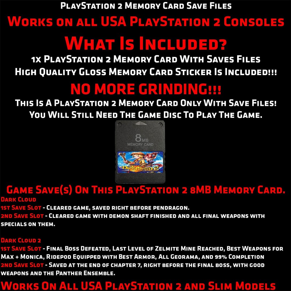 Dark Cloud 2 PS2 Memory Card Cheats