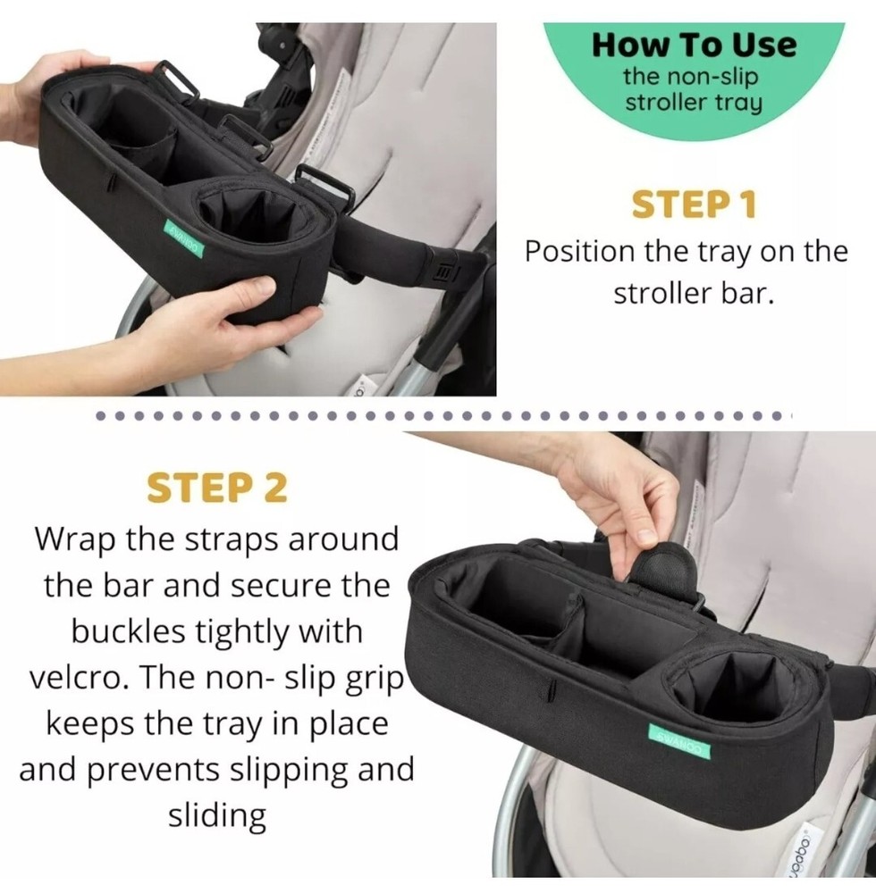 SWANOO Universal Stroller Tray with Sippy Cup Holder