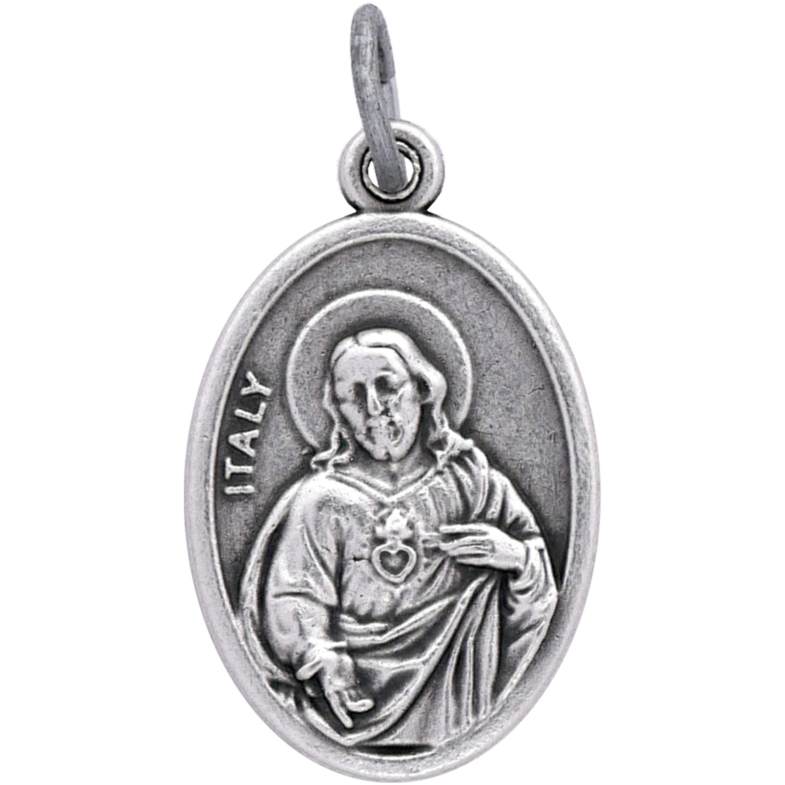 100 Sacred and Immaculate Heart Twin Hearts Bulk Silver-Plated Medals — Italy