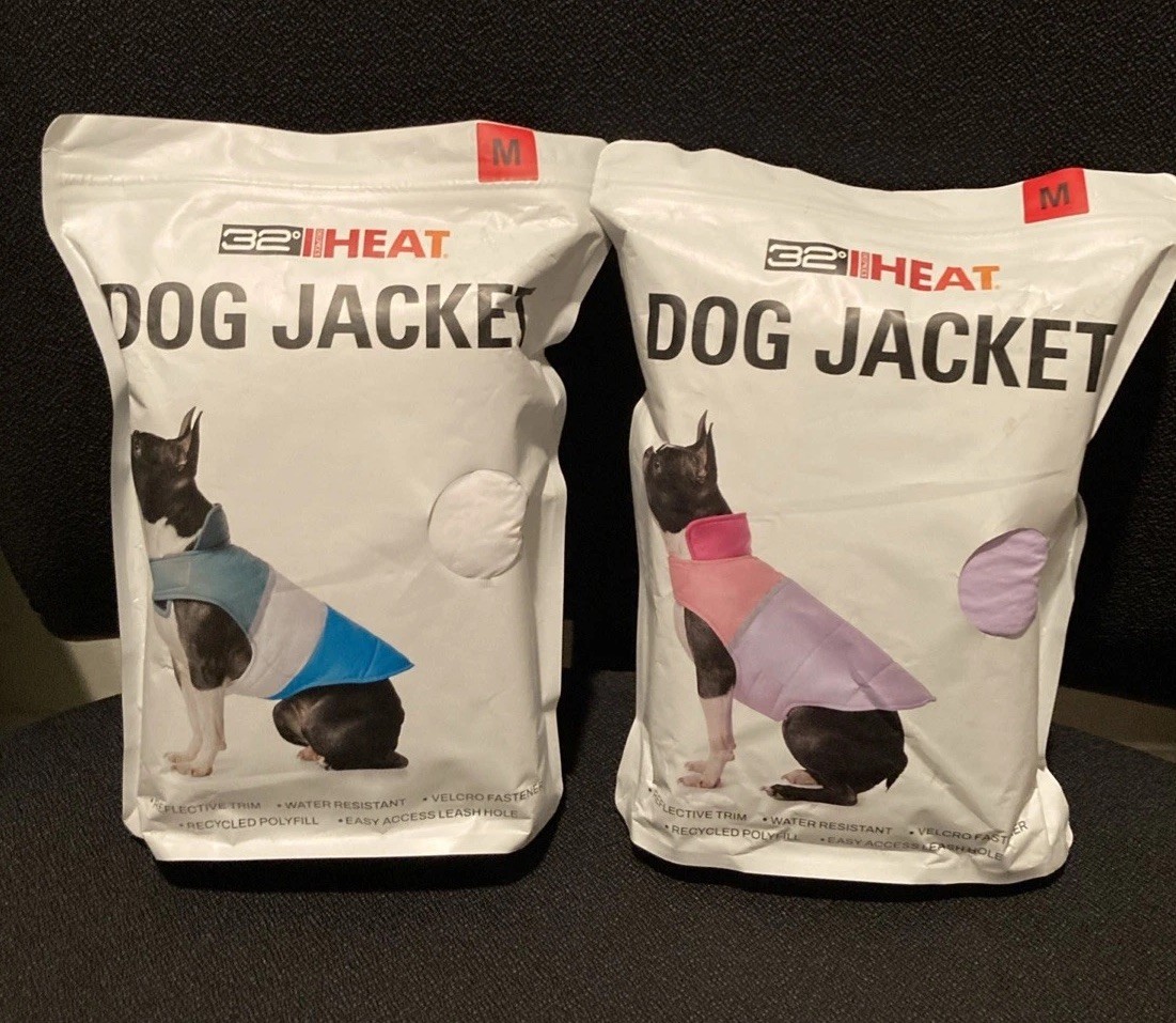 Lot of 2x 32 Degrees Dog Puffer Jackets Medium Pink Blue Reflective