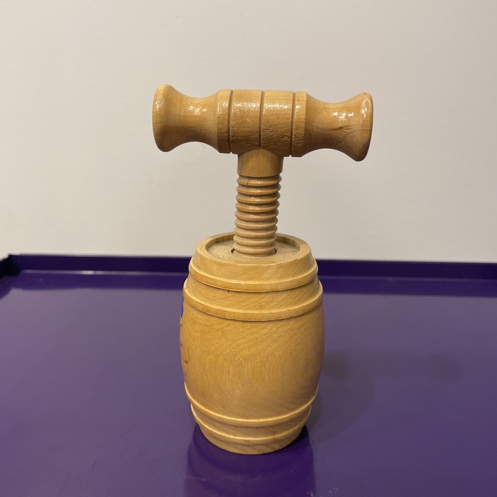 Wooden Nut Cracker Mini Barrel - Hand Painted