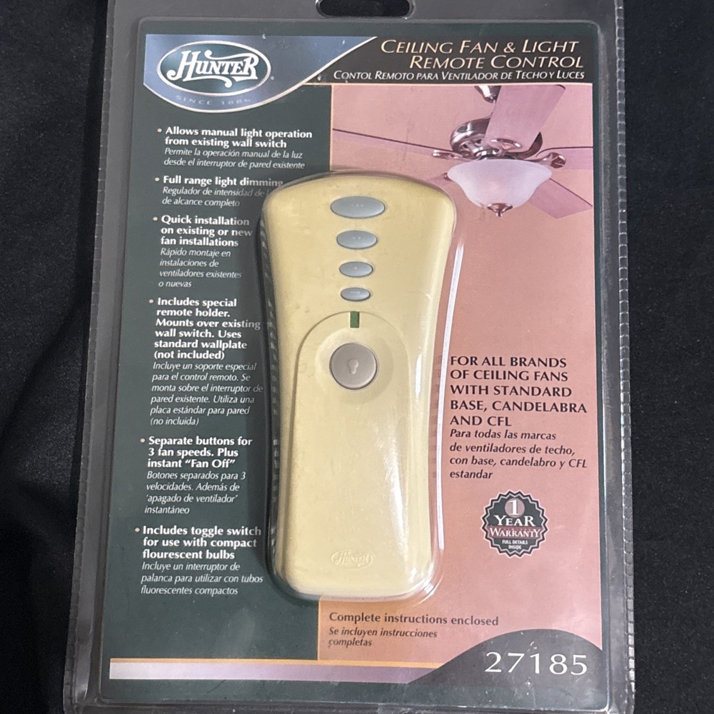 Hunter 27185 Ceiling Fan And Light Remote Control