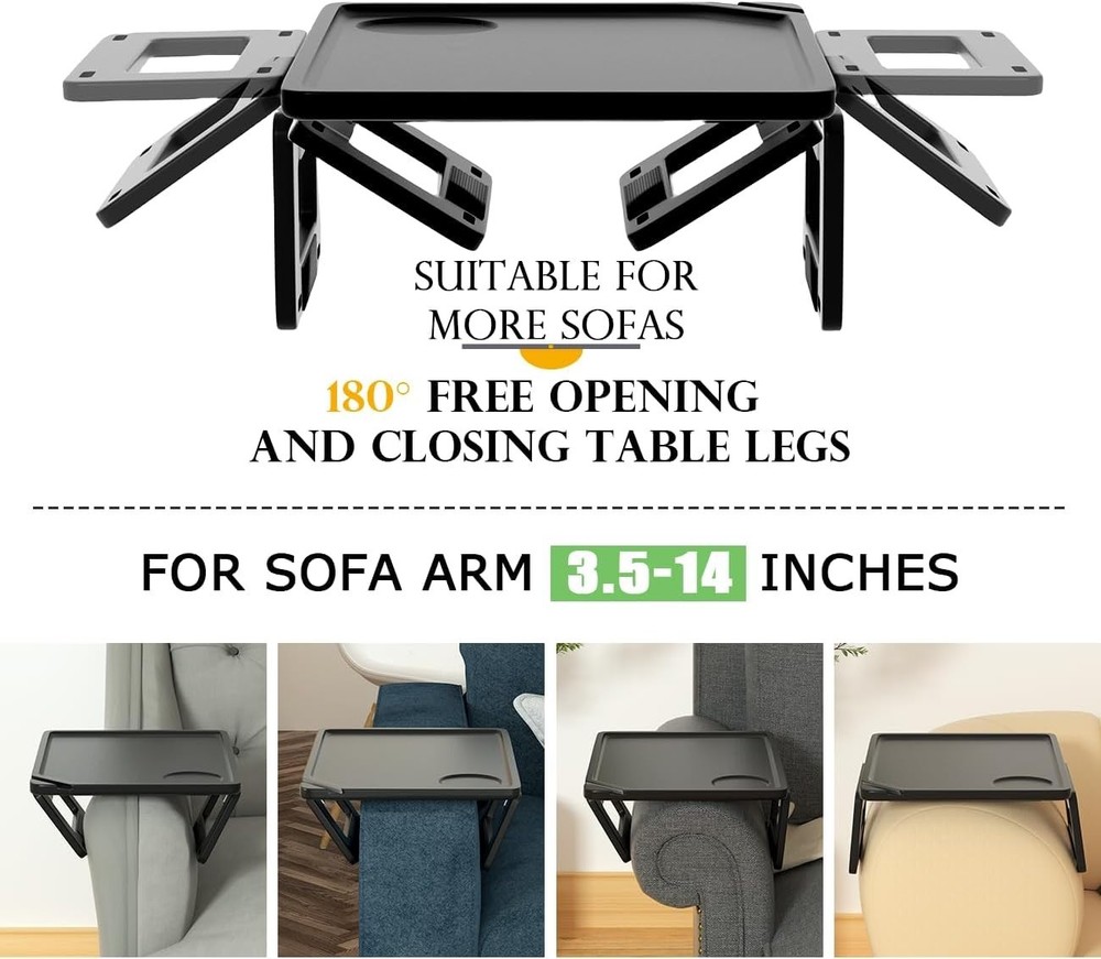 Elegant Bamboo Couch Arm Tray Table - Multi-Functional & Adjustable Design