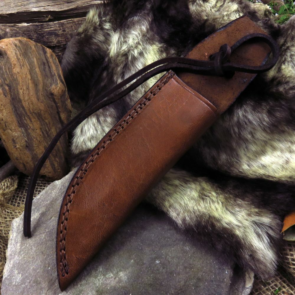Knife Sheath Leather Belt Fixed-Blade Brown 10" - Fits Blade up to 5.5" x 1.25"