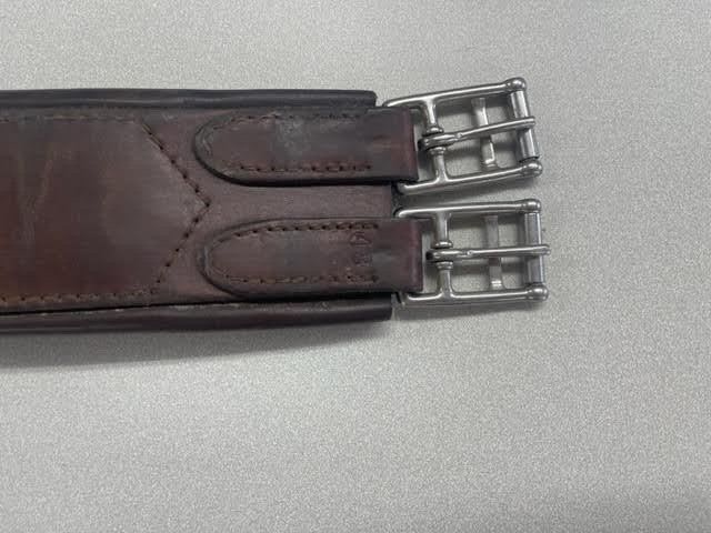 Equestrian Brown Leather Girth Elastic One End- 54"