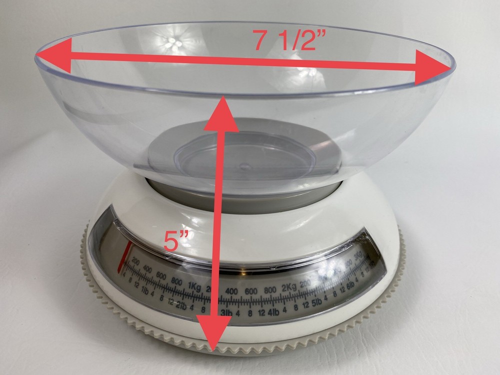 Vintage MCM Kitchen Scale + Original Bowl Grey/White Adjustable