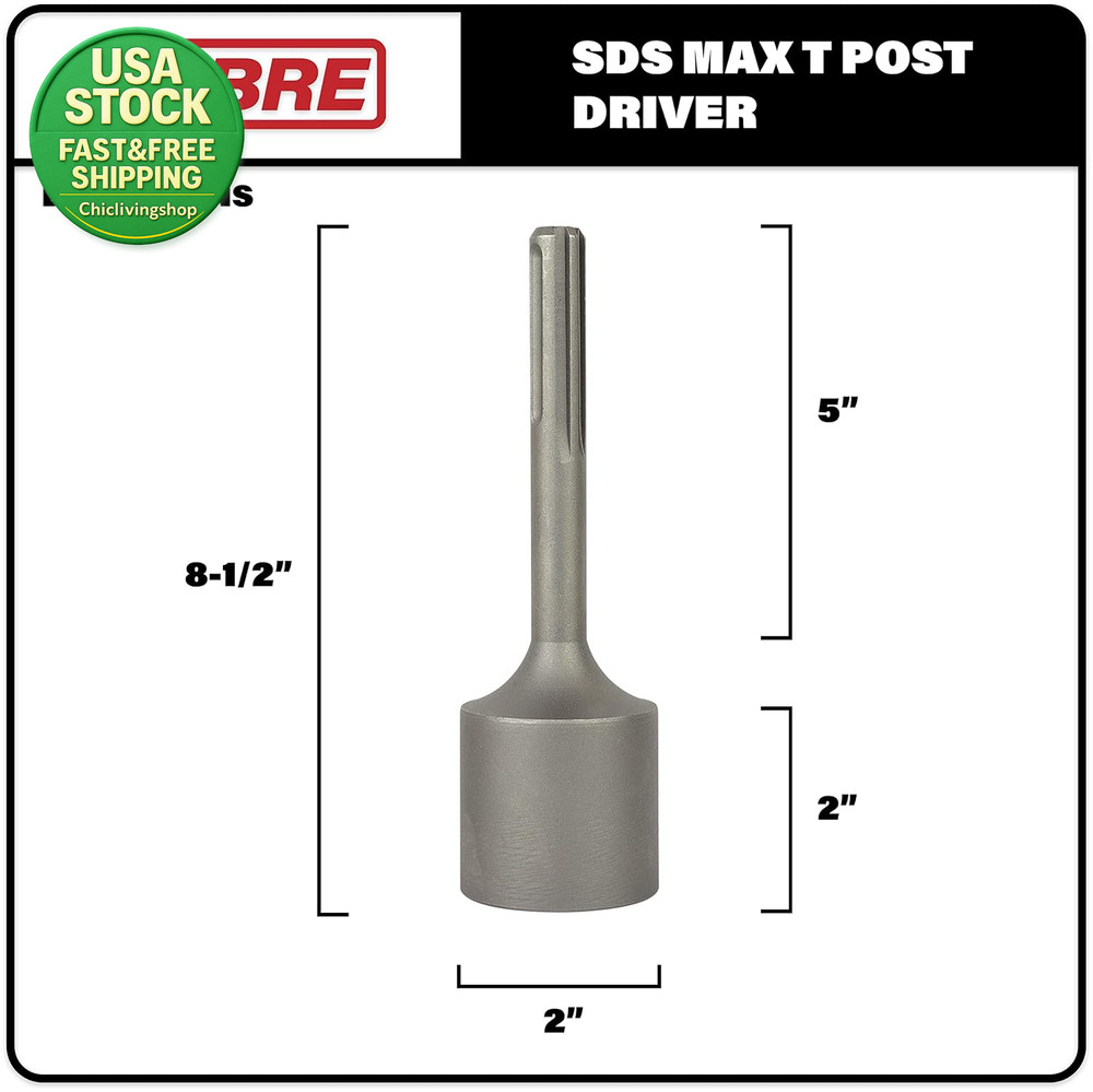 SDS Max Shank Post Driver Attachment 2 Inch Diameter for Rotary Hammer Drill