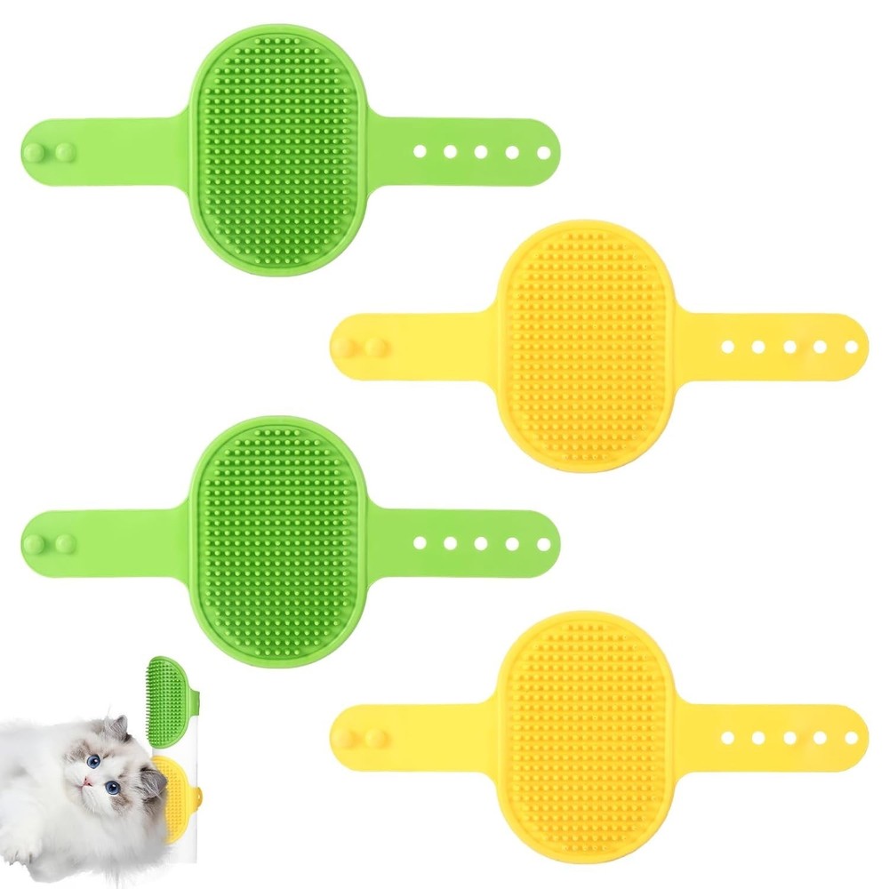 Versatile 4-Piece Cat Grooming Set: Adjustable Silicone Brushes for Easy Use
