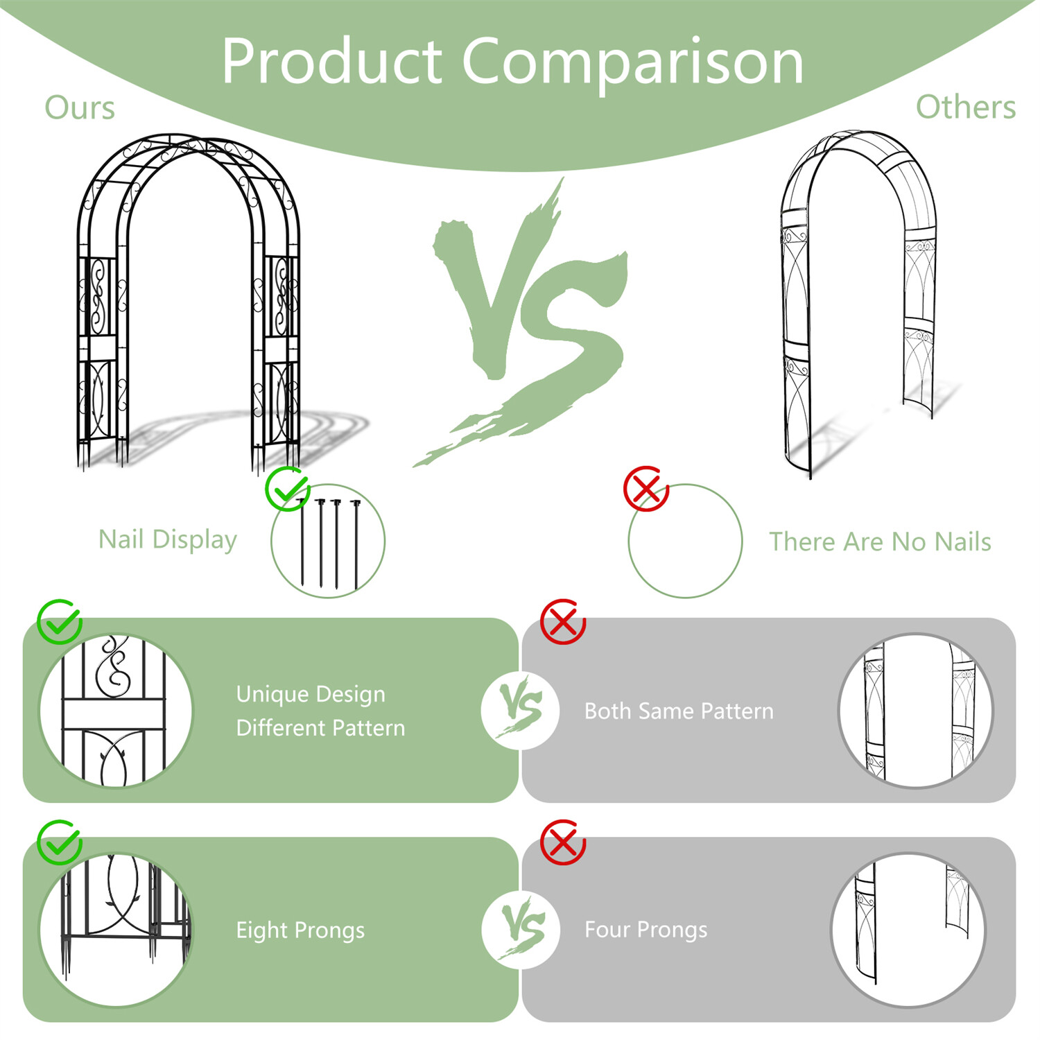 85 Inch Tall Outdoor Metal Garden Arch Trellis Gothic Arbor for Wedding Ceremony