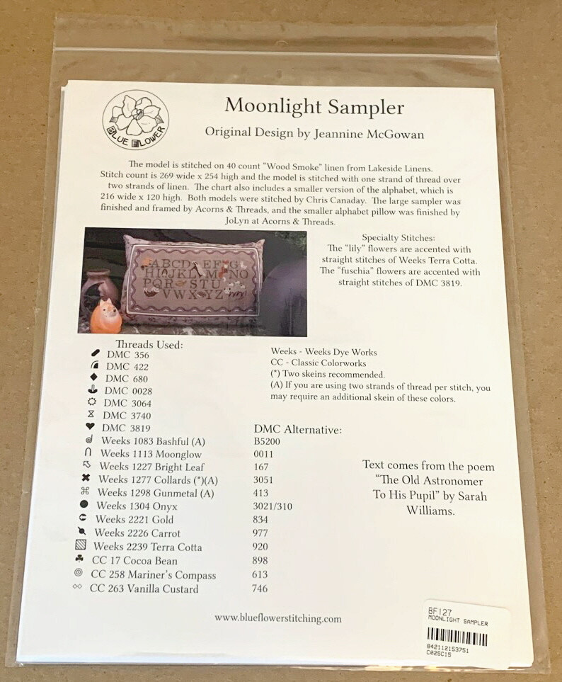 The Blue Flower "Moonlight Sampler" Cross Stitch Pattern