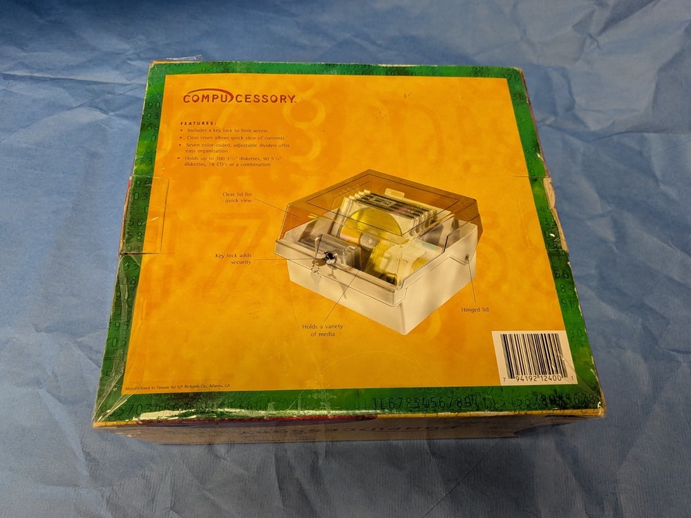 Vintage Compucessory Multi-Media Disk Storage Box/Case With Lock & Key, Unused.