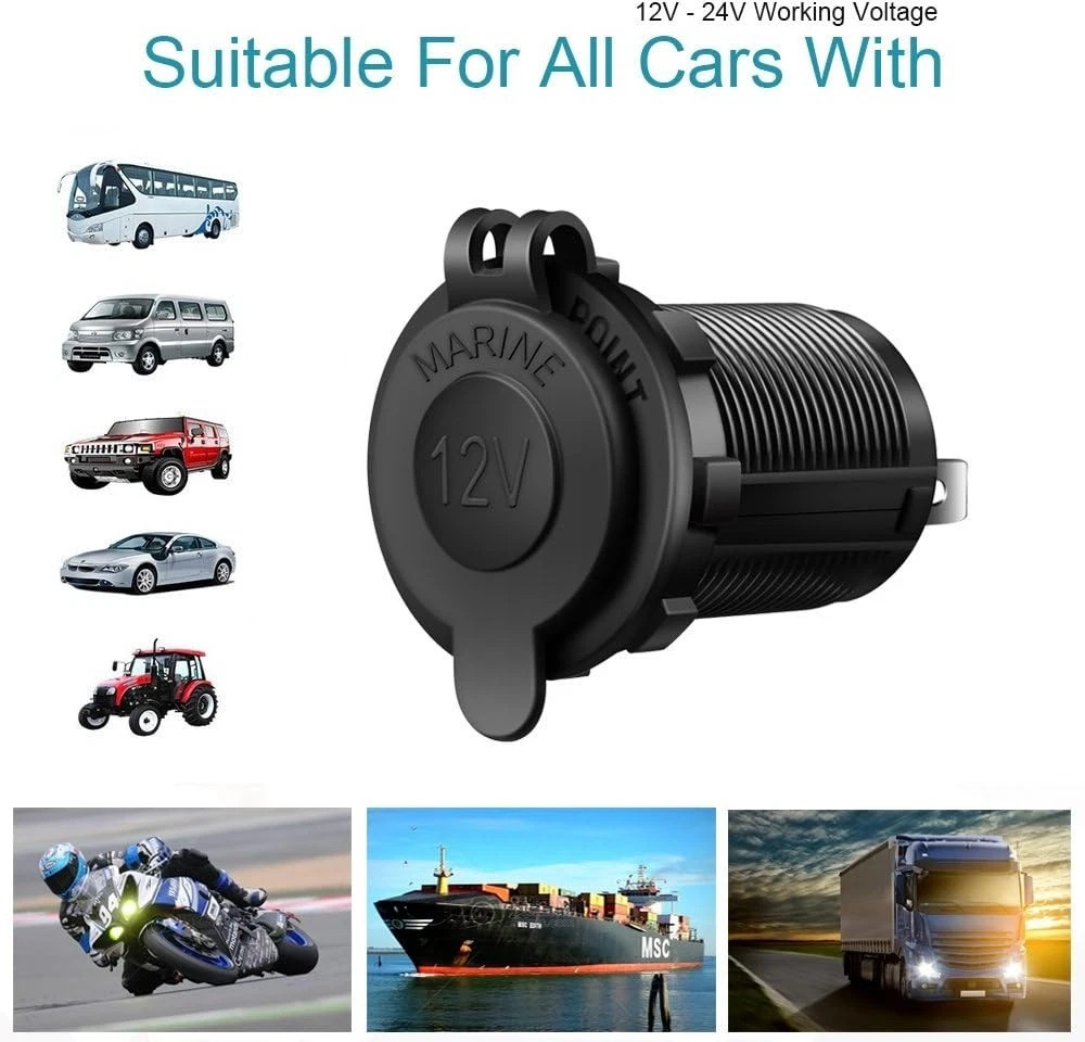 [2pack] 12V Cigarette Lighter Socket Power Outlet Receptacle Plug or Car Marine-