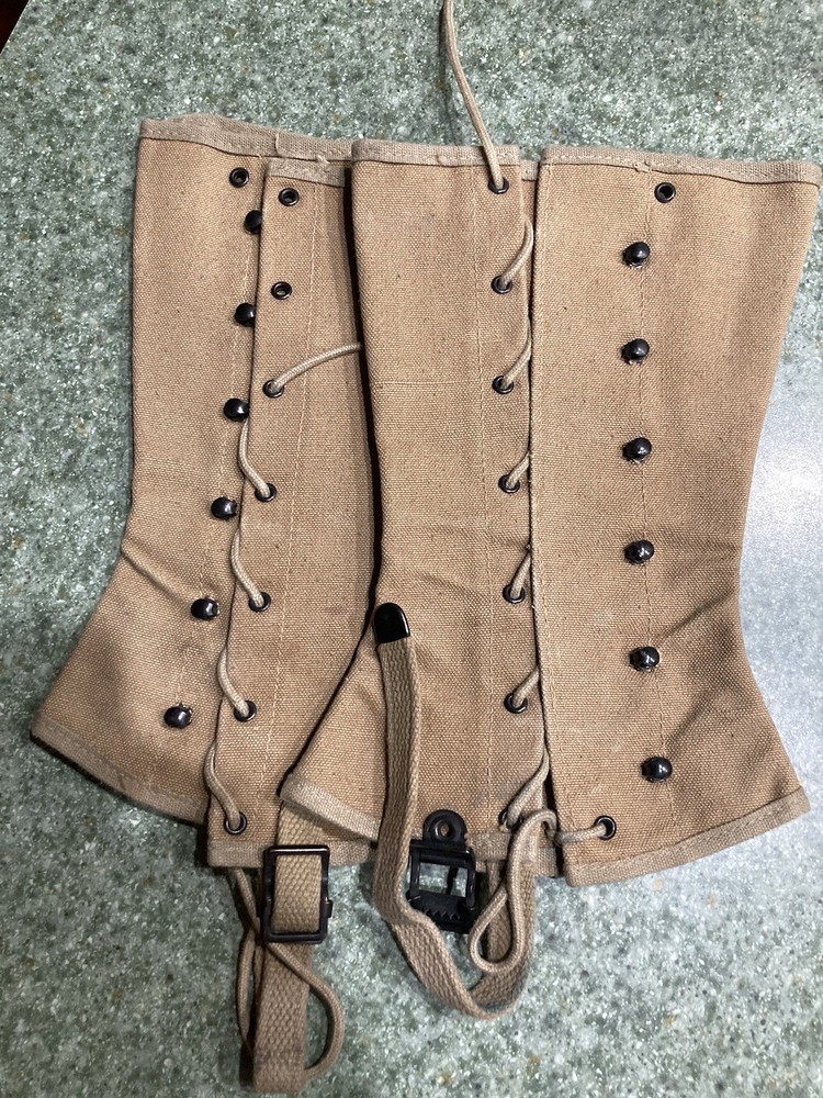 ORIGINAL WWII US USMC MARINE UNISSUED SURPLUS COMBAT FIELD LEGGINGS SIZE 4