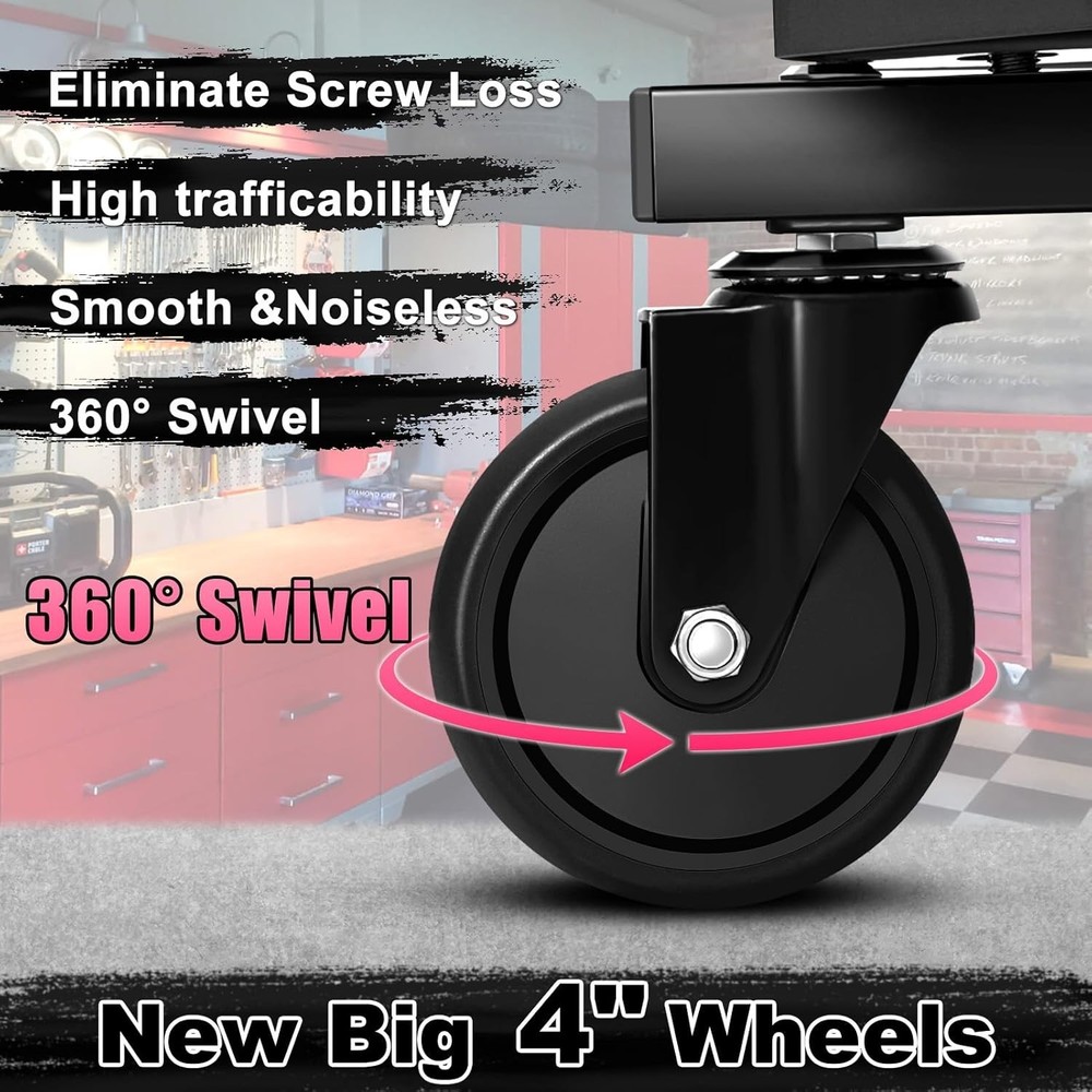 Pink Rolling Stool Adjustable Height Pneumatic Garage Mechanic Stool - READ DESC
