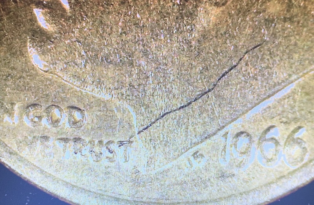 1966 Roosevelt dime no mint mark, Distorted Lettering/errors Thru Out The Coin