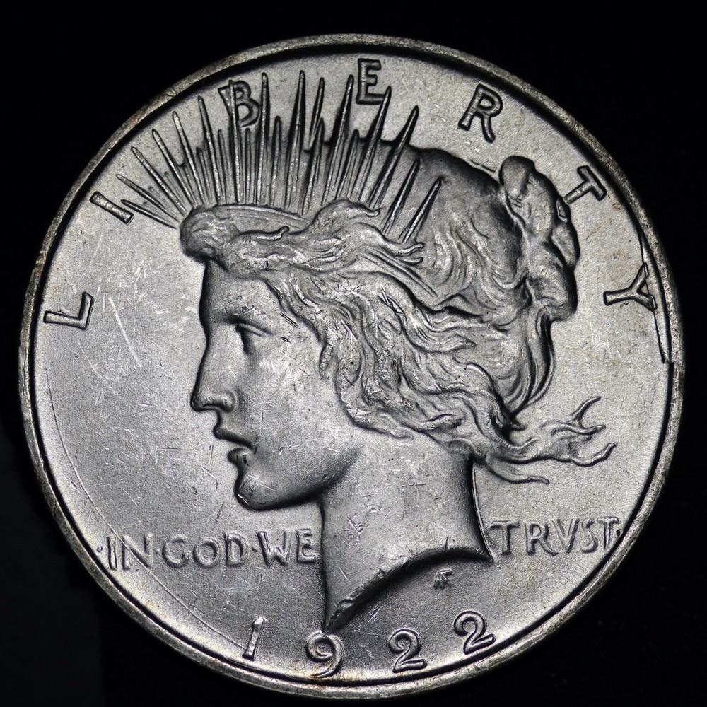 1922-D OBV CUD ERROR Peace Silver Dollar CHOICE BU *UNCIRCULATED* MS E349 KRNM