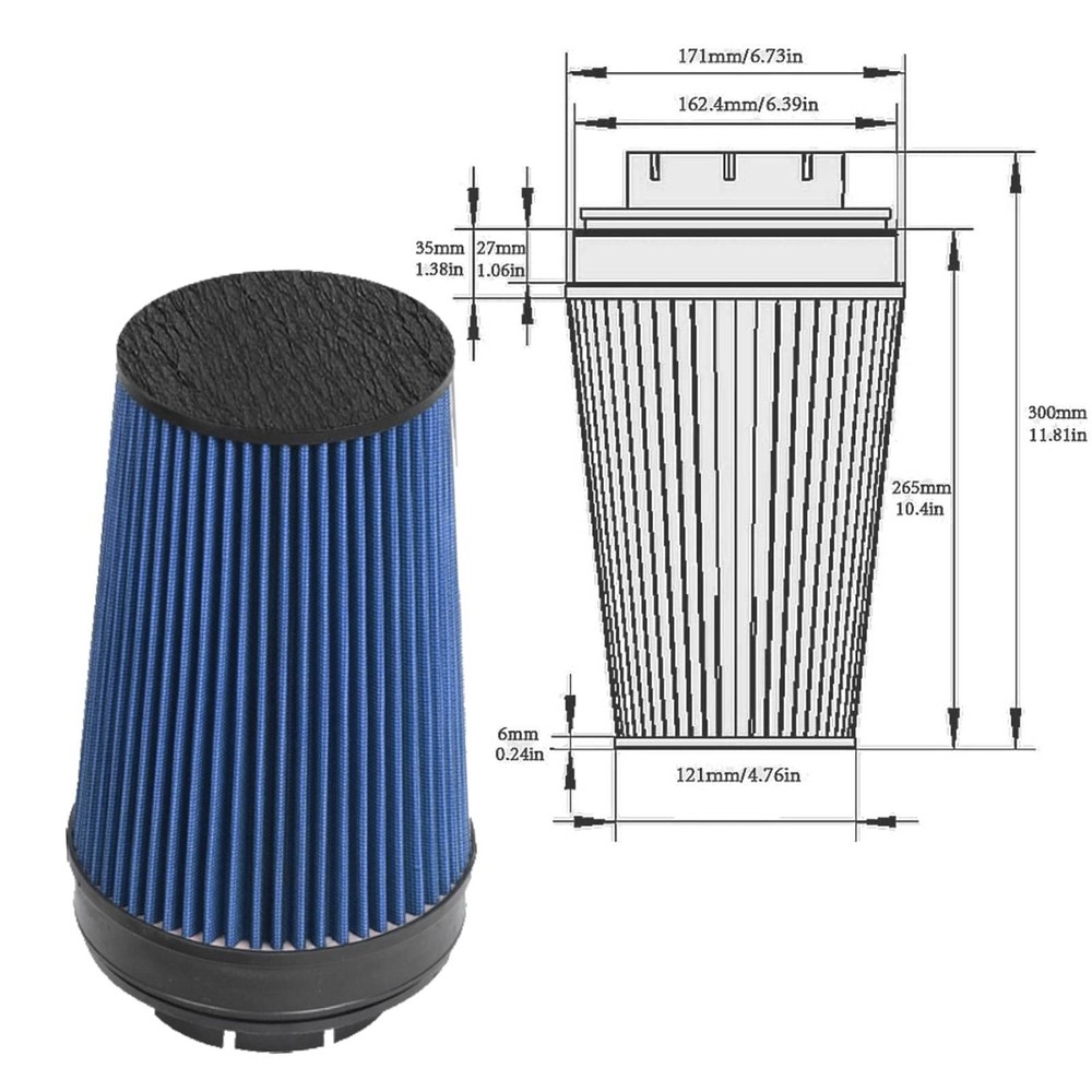 4 Inch Performance Cold Air Intake Filter Kit with Shield for Black & Blue