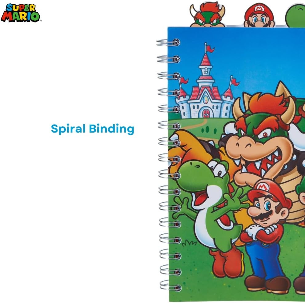 Innovative Designs Super Mario Bros Tab Journal Notebook, Spiral Bound, 96 Lined