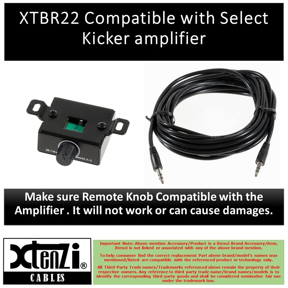 Amplifier Remote Bass Volume Control Knob XTBR22 Compatible with Select Kicke...
