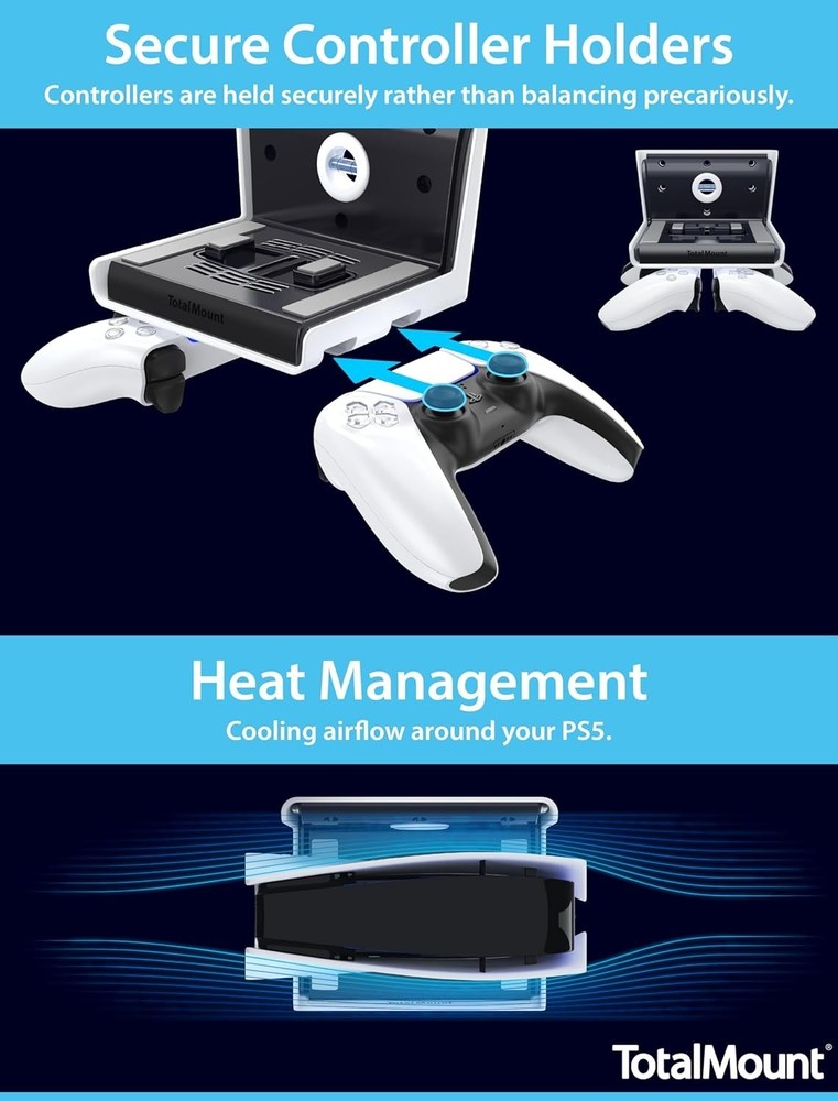 Wall Mount for All PS5 Models, Holds 2 Controllers