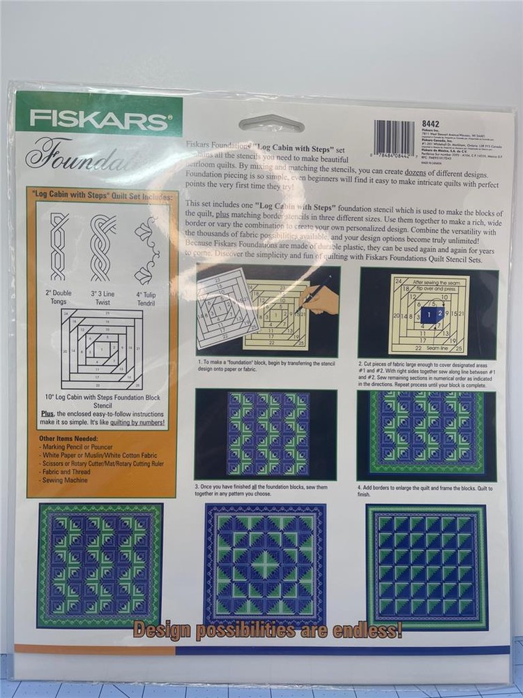 FISKARS FOUNDATIONS Quilt Stencil Set - LOG CABIN WITH STEPS - NEW