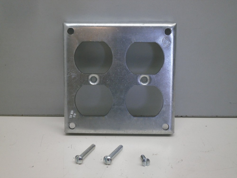 (5-Pack) Bowers 452 Square 4" Surface Covers Two Duplex Receptacle 1/2" Raised