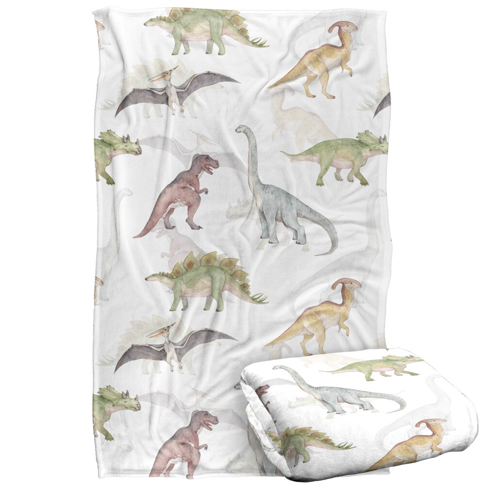 Watercolor Dino Pattern Silky Touch Super Soft Throw Blanket