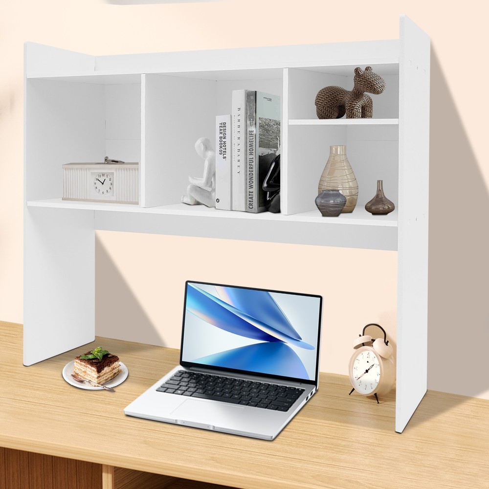 PVC Desktop Organizer, 6 Compartments Office Storage Rack, Desktop Bookshelf