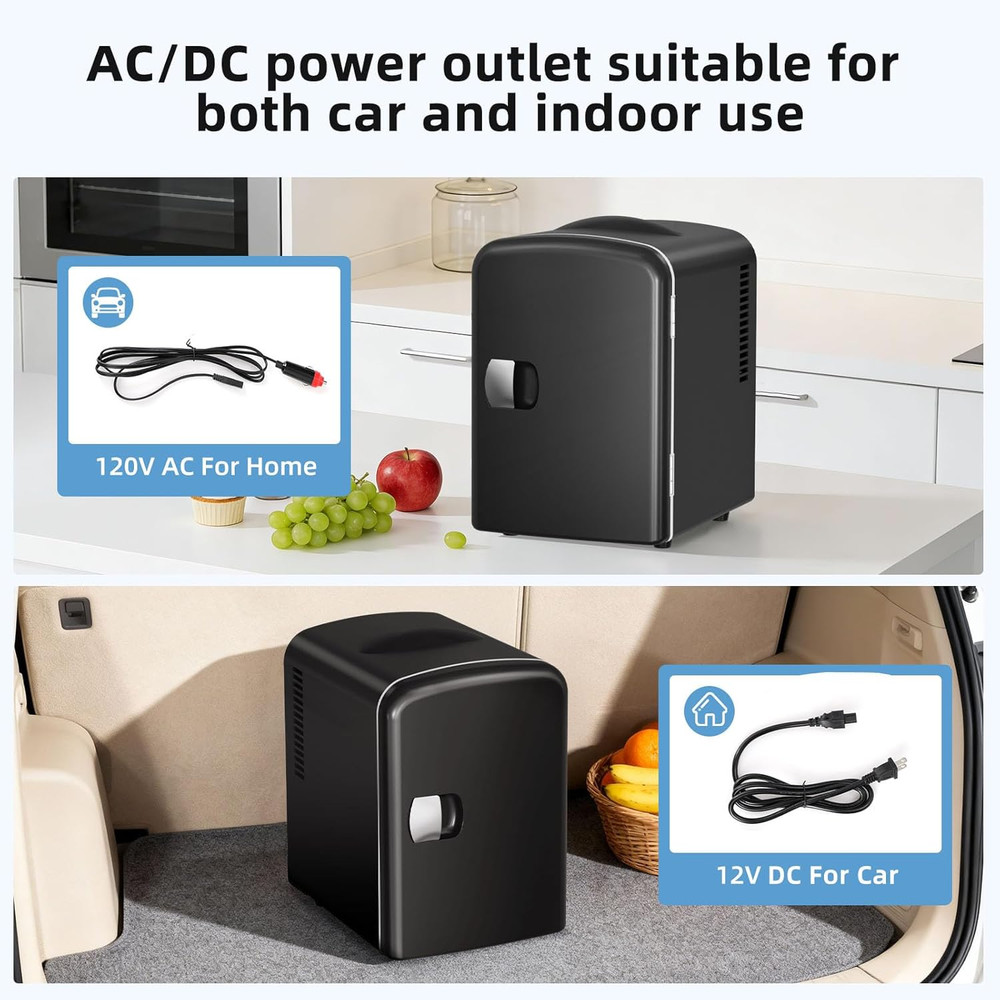 4L/6 Can Portable Mini Fridge Personal Compact Refrigerator Small Cooler