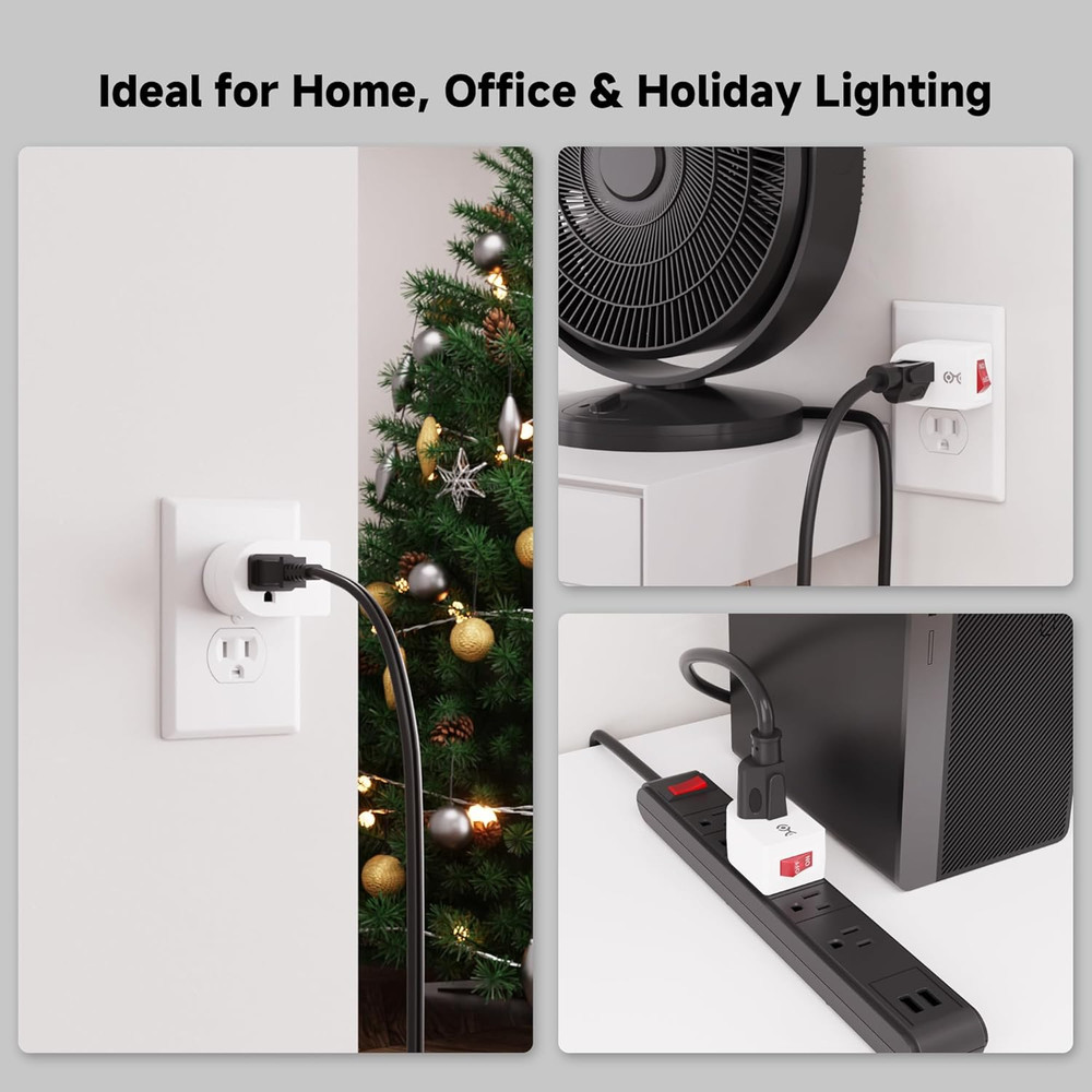 [ETL Listed] 3-Pack Grounded Outlet Switch with on Off, Plug Switch on Off, Sing