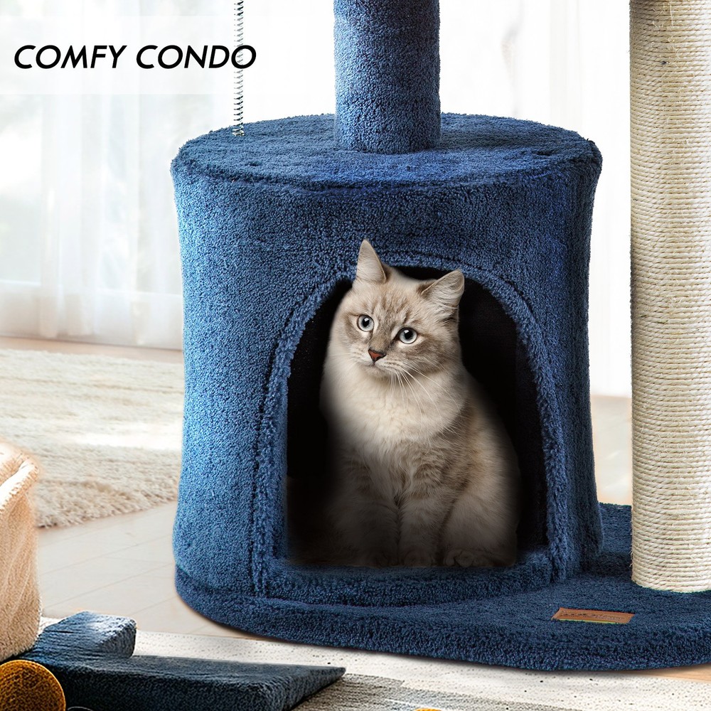 Small Cat Tree Tower for Kittens Multi-Level Condo Scratching Post ClevaHome