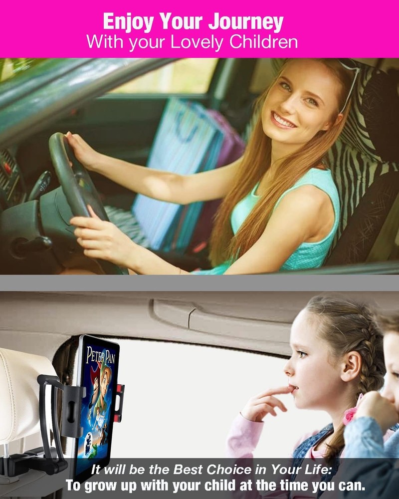 INNOMAX Adjustable Long Arm Tablet Mount, Backseat iPad Holder, 5"-12.5" Devi...