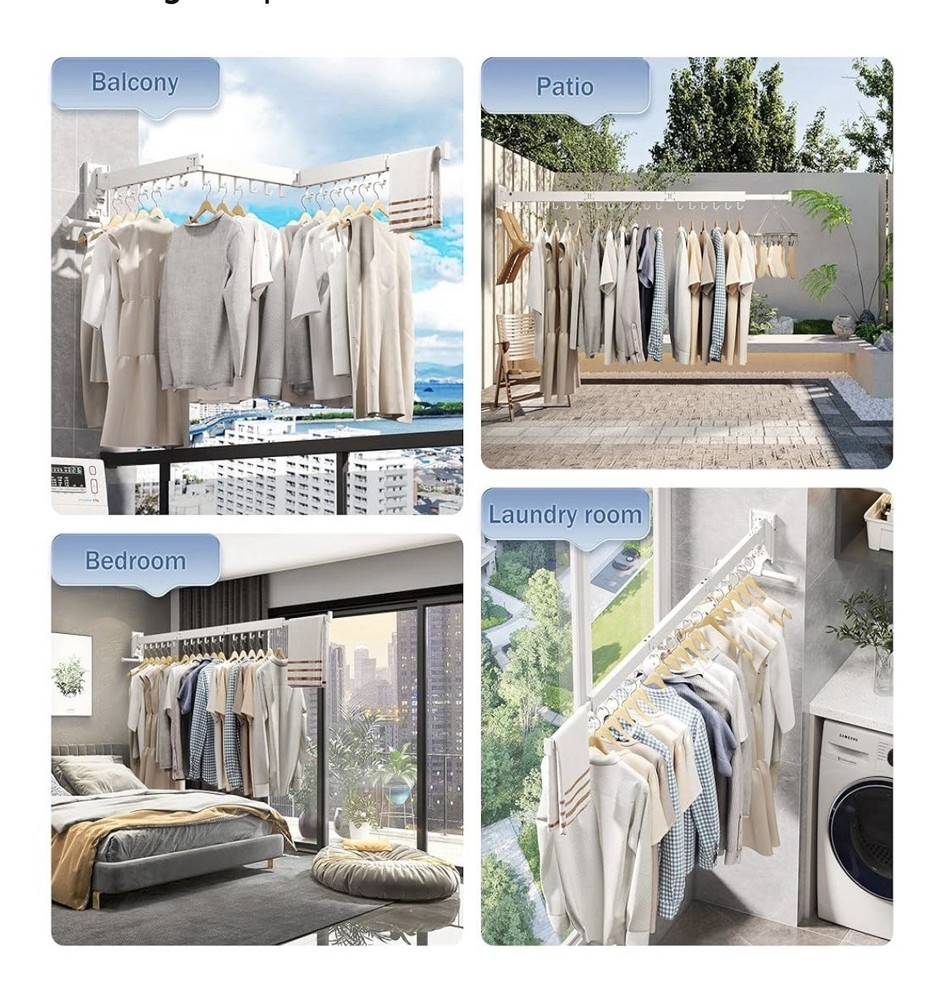 Retractable Wall-Mounted Laundry Drying Rack - Space-Saving Clothes Organizer