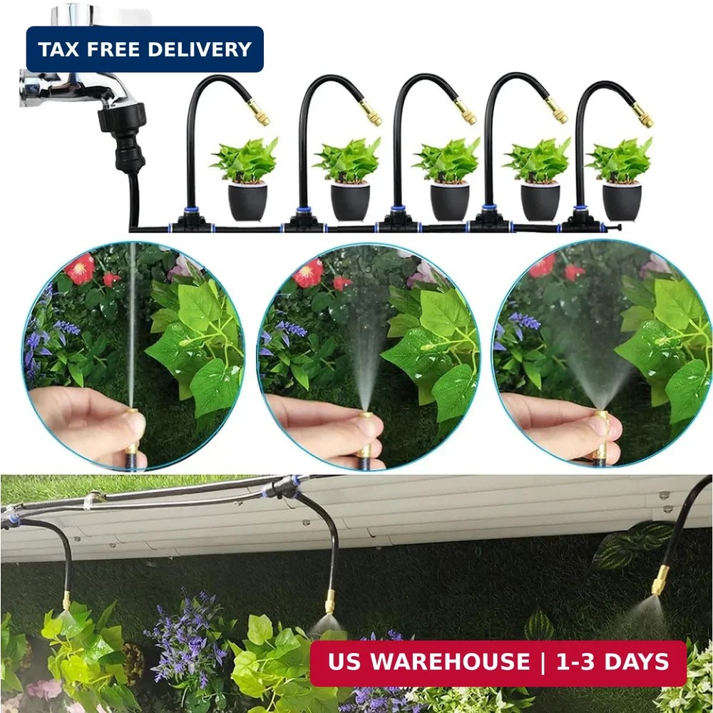 Mist Cooling Automatic Irrigation System-Misting System 33FT Misting Line & 10 B