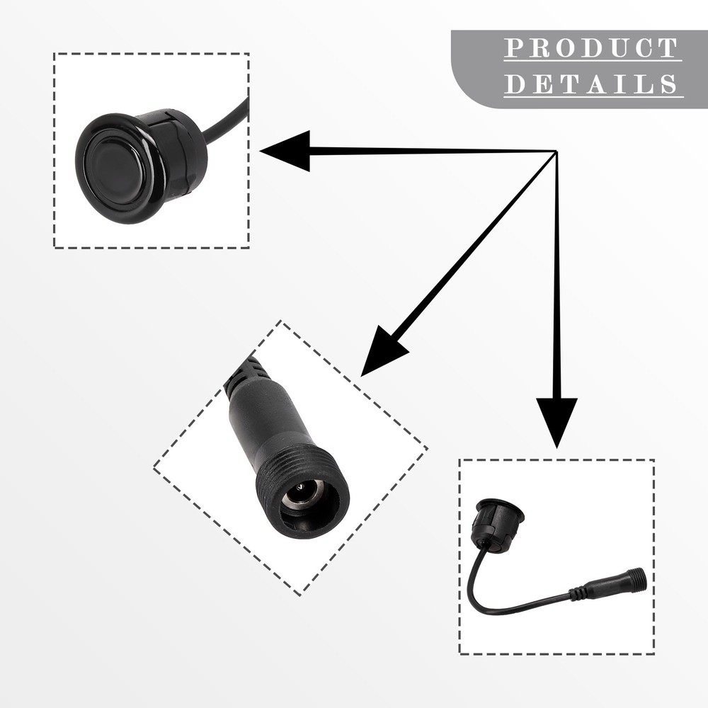 Black Car Reverse Parking Sensor with 0 2m Cable 18 5mm Size Easy Installation