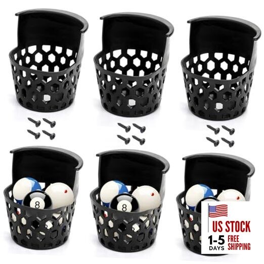 6 Pack Pool Table Pockets, Heavy Duty Billiard Set Including 4 Corner and 2