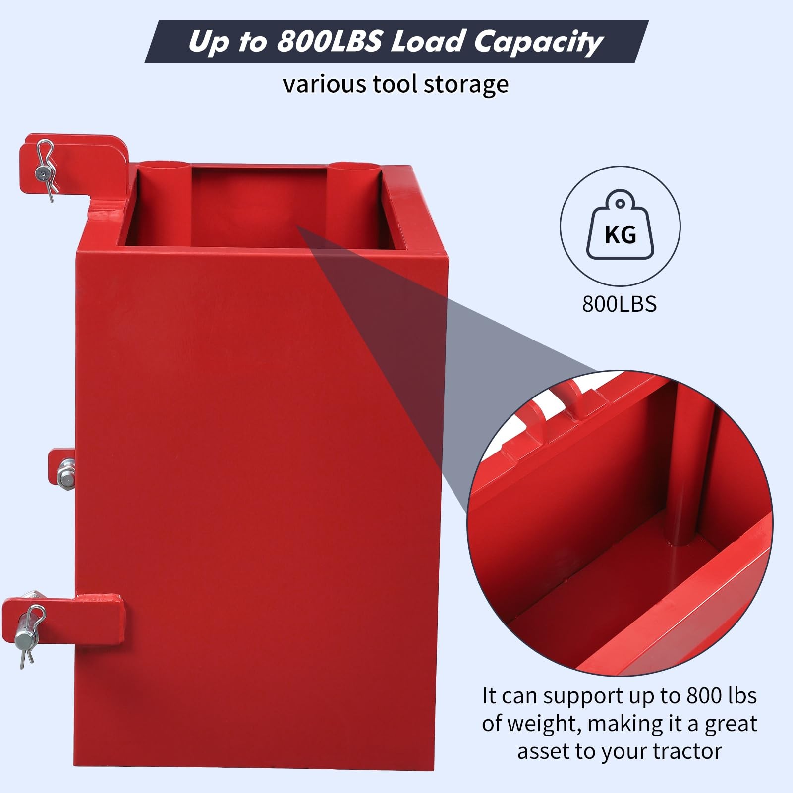 Ballast Box 3 Point Cat 1 Tractor Heavy Duty 800LBS Counterweight 2" Receiver