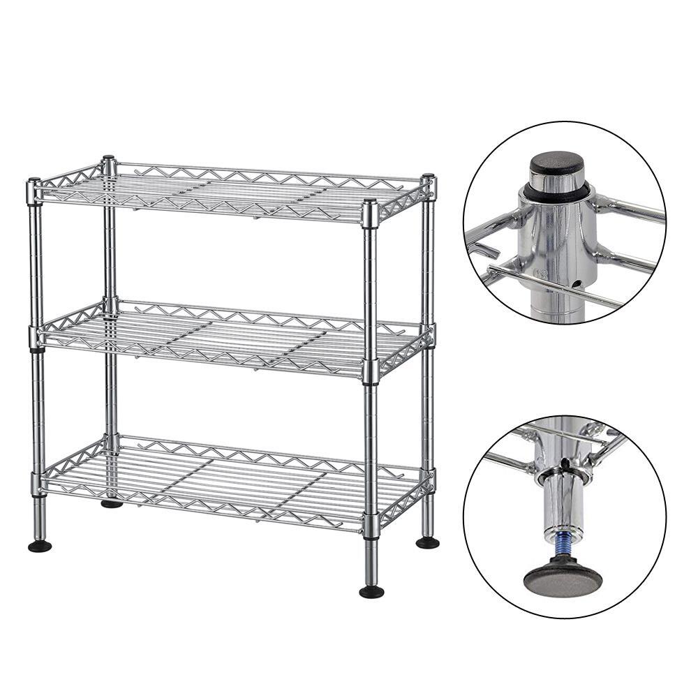 18"x8"x18" 3 Layer Wire Shelving Rack Adjustable Shelf Storage Unit for Kitchen