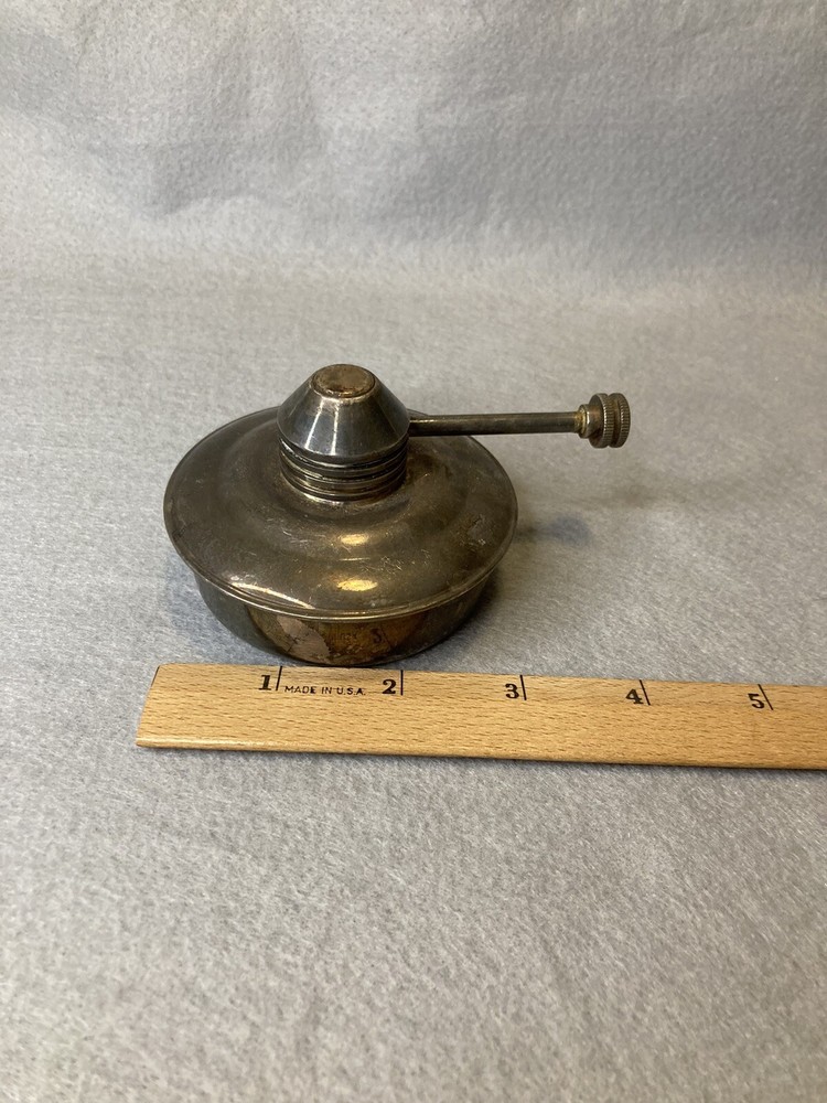 Vintage Silver Plate Chafing Dish Alcohol Burner with Wick 2.75”H & Base 2.85” D