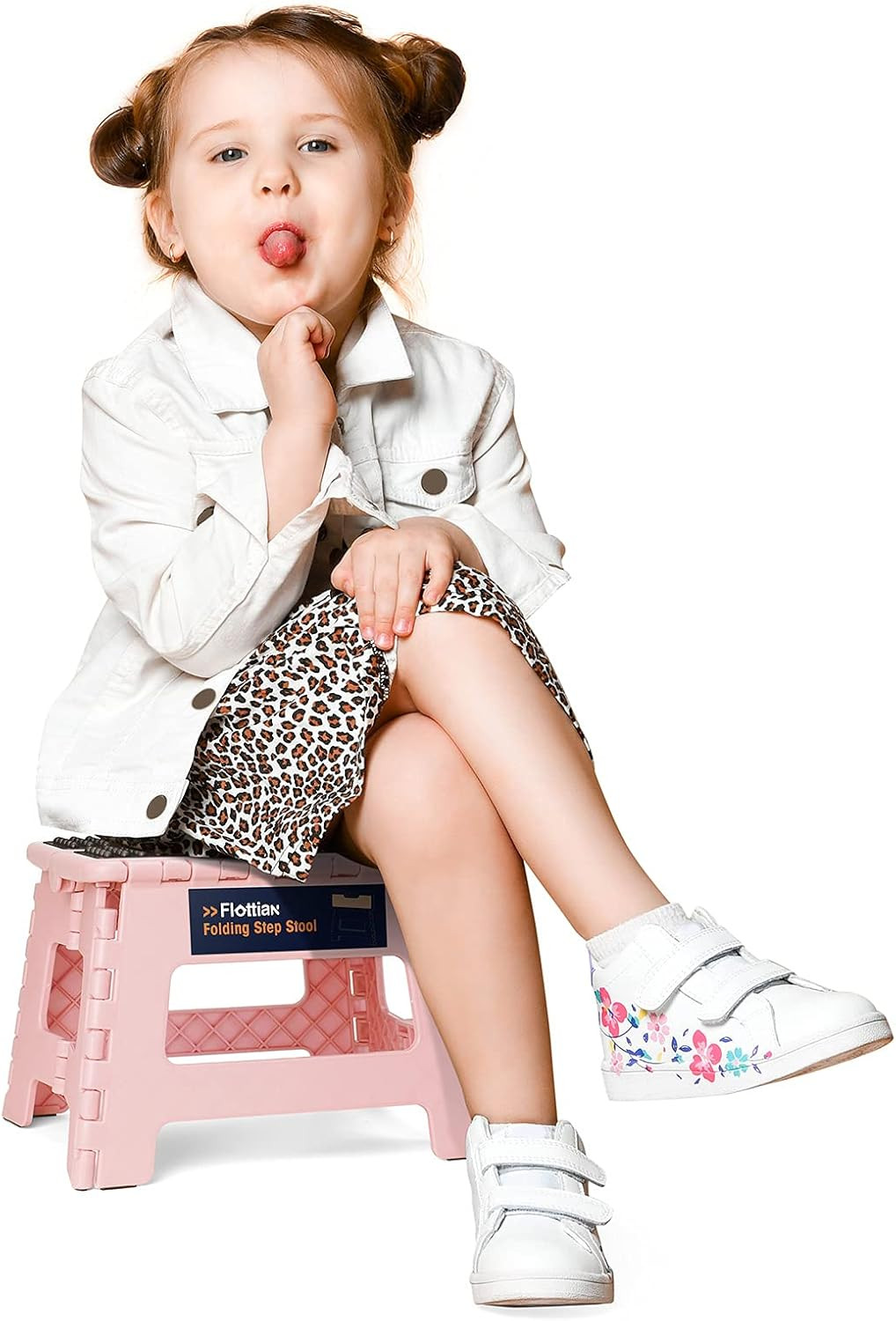 9" Folding Step Stool for Adults and Kids Holds Up to 300 lbs,Non-Slip Folding S