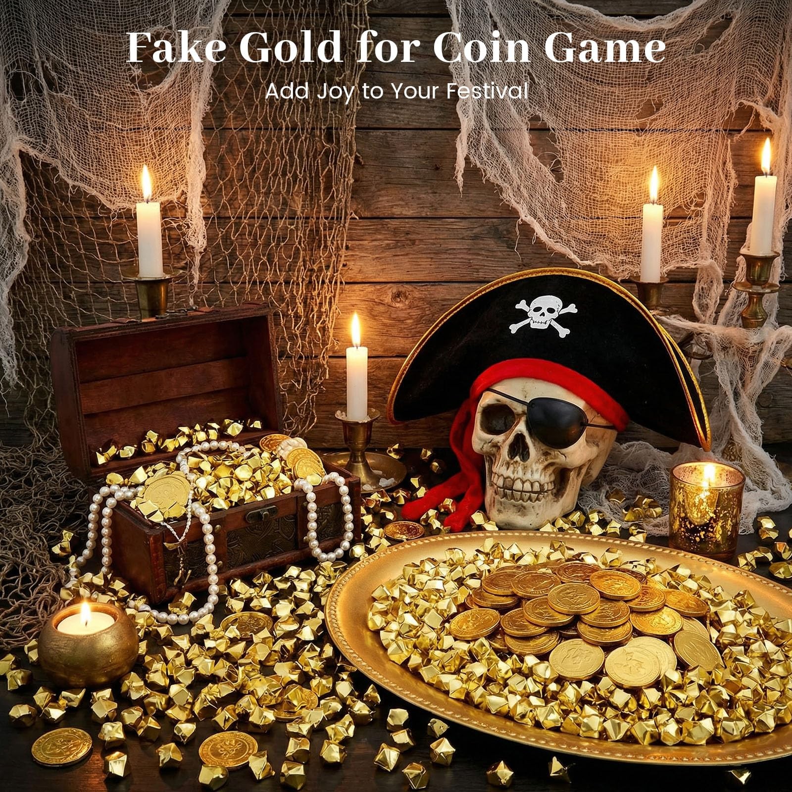 150PCS Fake Gold Ice Acrylic Ice Fake Plastic Gold Nuggets Rocks Gems Marble Va