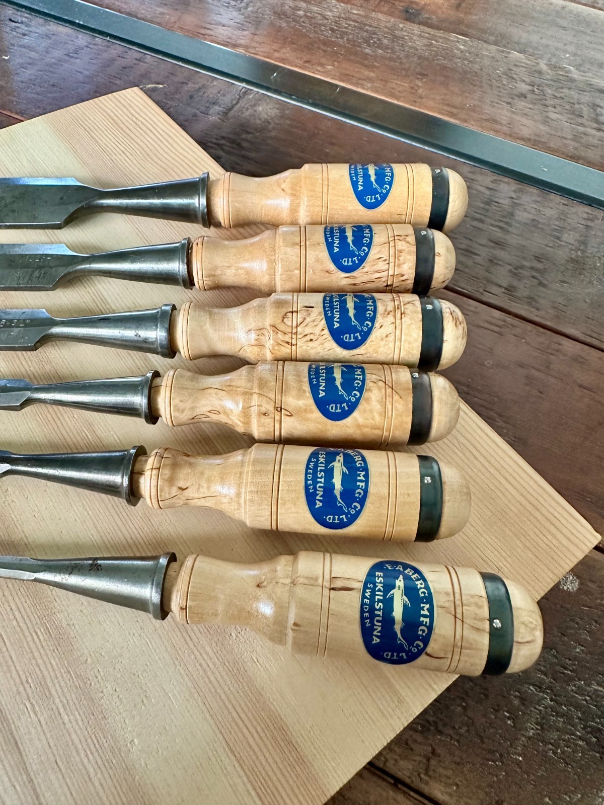E.A. Berg Socket Chisels, Full Set, New Handles and Case