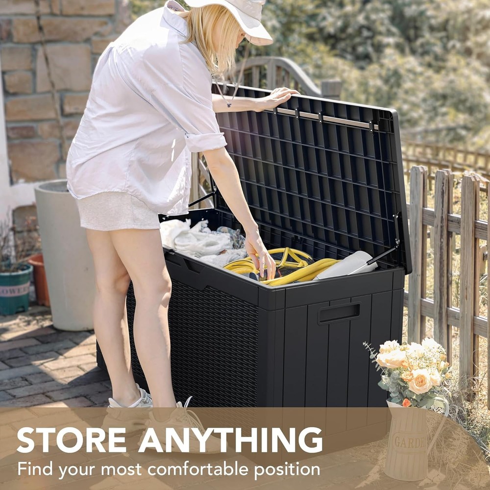 100 Gallon Waterproof Large Resin Deck Box Outdoor Lockable Storage Container