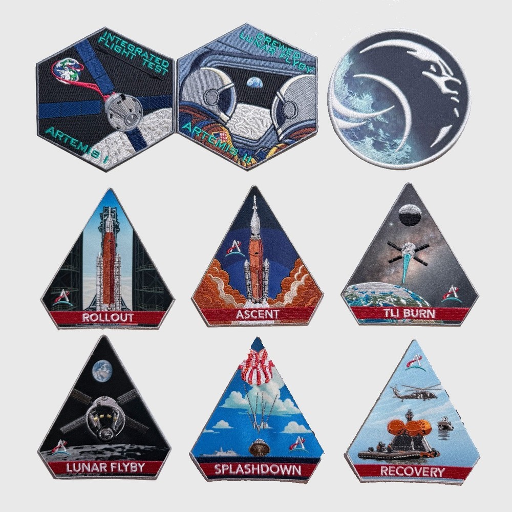 Retrorocket Emblems' NASA Artemis I and II 9-patch set