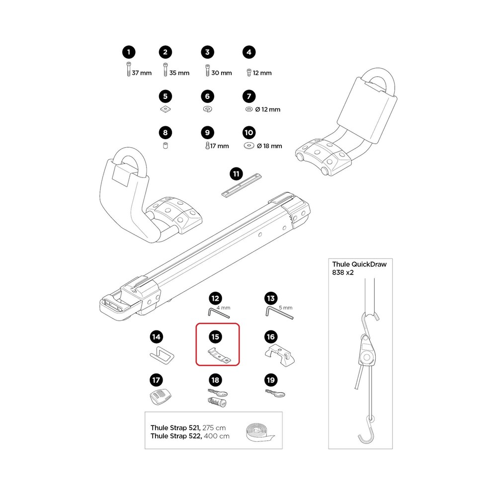 Thule Bracket T-Bolt 898 for Hullavator Pro 52644