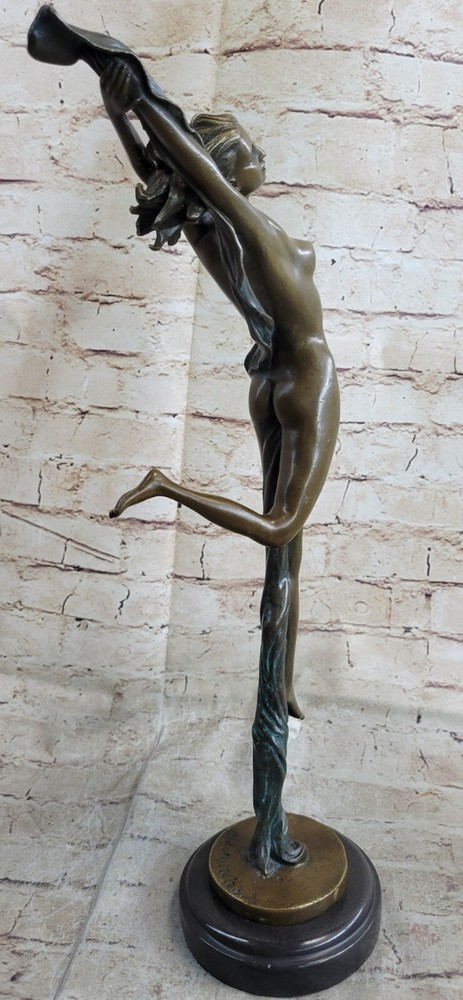 100% Solid Bronze Leap Dancer Sculpture Figurine Lost Wax Method Nude Artwork