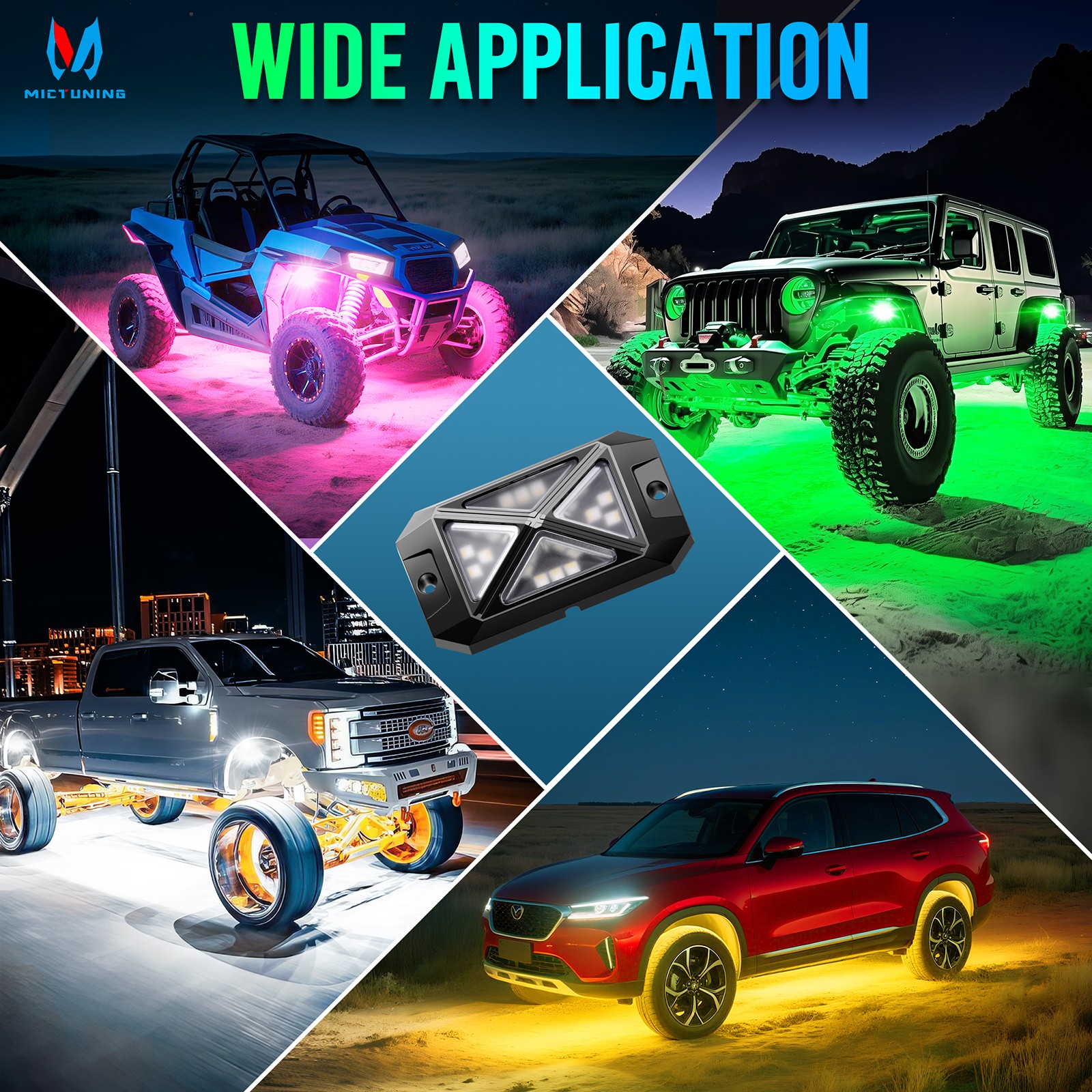 C4 16 Pods RGBW LED Rock Lights - 360º Bright Underglow Neon Accent Lighting Kit