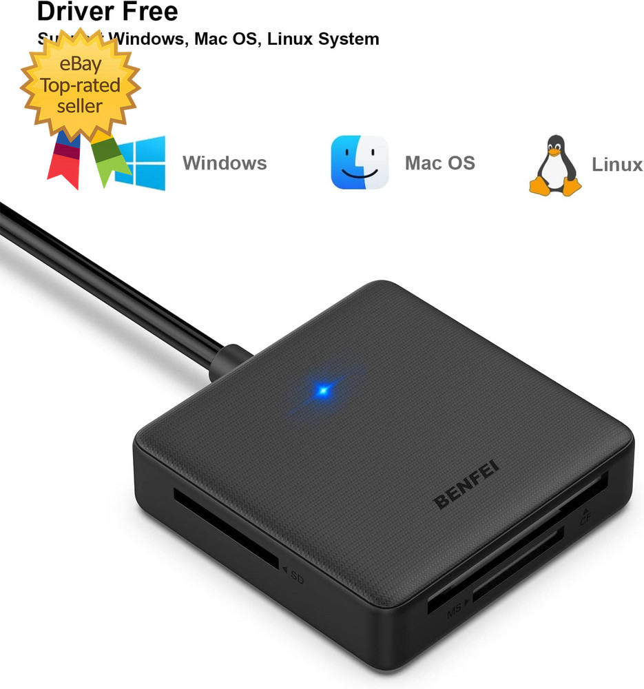 Memory Card Reader 4In1 USB 3.0 and USB C to SD Micro SD MS CF Card Reader