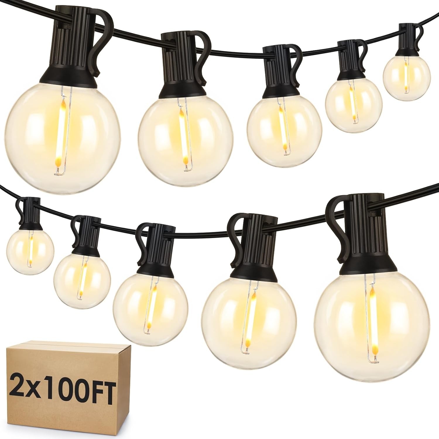 200FT Outdoor String Lights LED Patio Light Waterproof Shatterproof 102 G40 Bulb