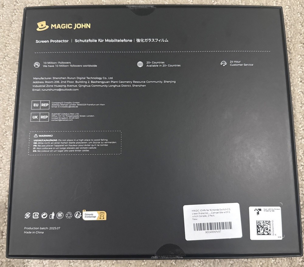 MAGIC JOHN 1 Pack Tempered Glass Screen Protectors for Nintendo Switch 7.9